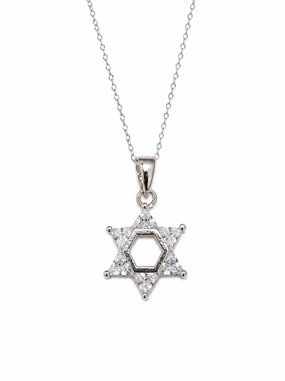 Star of David 925 Sterling Silver CZ Pendant